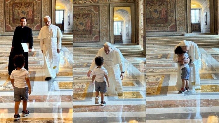 El abrazo entre el niño y el Papa León XIV